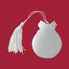 Slickblue Holiday Ball Ornament - Nickel-Plated, Bow Detail, White Tassel, Christmas Tree Decoration - 3 of 3