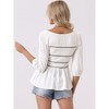 Allegra K Women's 3/4 Sleeve Square Neck Ruffle Peplum Boho Smocked Tops - 3 of 4