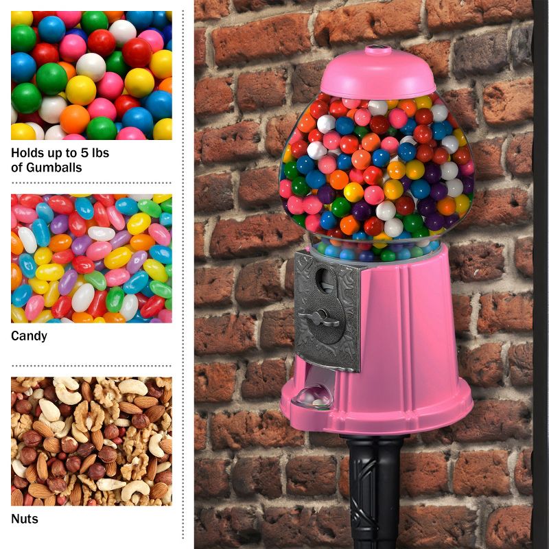 Great Northern Popcorn 15" Gumball Machine with Stand and Coin Bank - Pink, 5 of 11