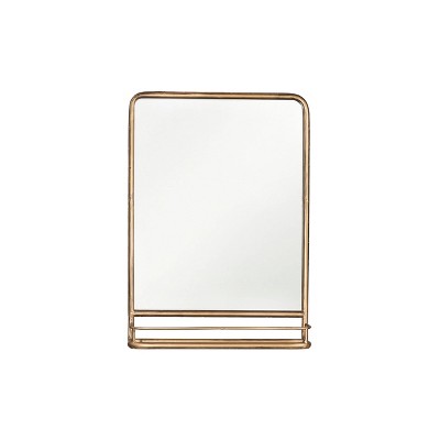 Metal Wall Mirror with Shelf Brass - 3R Studios