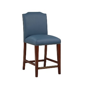 Comfort Pointe Bristol Counter Height Barstool: Espresso Finish, Faux Leather, Nailhead Trim - 1 of 4