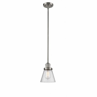 Cone - 1 Light Stem Hung Mini Pendant In Industrial Style-8 Inches Tall and 6 Inches Wide