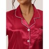 cheibear Women's Soft Satin Button Down with Capri Pants Lounge Pajama Set - 4 of 4