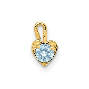 Black Bow Jewelry Mar Synthetic Aquamarine 14k Yellow Gold Heart Pendant Enhancer, 5mm - 1 of 4