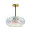 Rennnsan Alaxe 14 in. 3-Light Modern Gold Ceiling Light Drum Iridescent Water Ripple Glass Semi-Flush Mount Light - 4 of 4