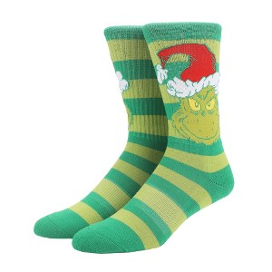 The Grinch Grinch Wearing Red Christmas Hat Mens Athletic Crew Socks - 1 of 4