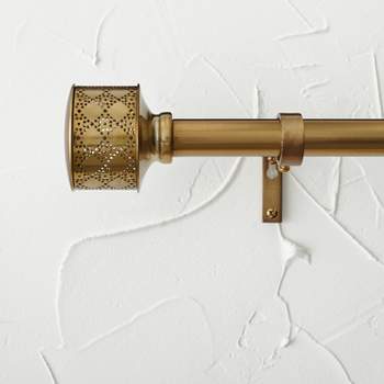 Faux Leather Cylinder Plated Curtain Rod Brass - Threshold™ : Target