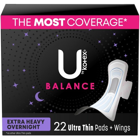 U by Kotex Clean & Secure Overnight Maxi Pads with Wings Unscented