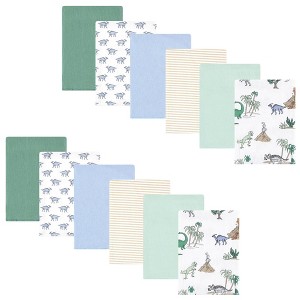 Hudson Baby Infant Boy Cotton Flannel Burp Cloths Bundle, Boy Dino World, One Size - 1 of 4