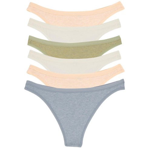 Felina Women's Organic Cotton Thong Underwear, 6-pack (grassy