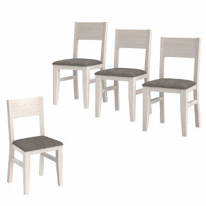 VECELO Rustic Wooden Dining Chairs, Rubber Wood Kitchen Chairs with Padded Seat & Backrest, Gray - 1 of 4