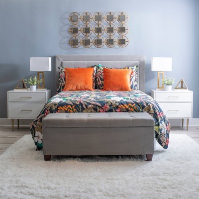 White and Gold 2-Drawer Nightstand with Sleek Design