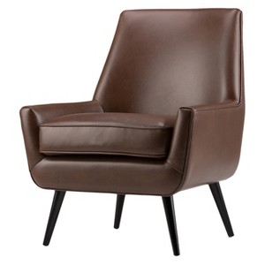 Carson Mid Century Accent Chair Saddle Brown Faux Air Leather - Wyndenhall