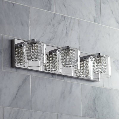 Coco Chrome 25.59" Modern 3-Light Bathroom Vanity Light with Crystal Beads
