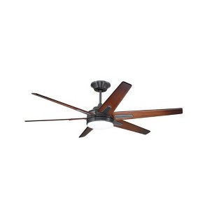 Luminance Kathy Ireland Home Rah Eco 60" Ceiling Fan with LED Light Kit, DC Motor with Walnut Blades & Wall Control - 1 of 4