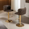 Leovsnove Swivel Bar Stools Set of 2, Modern PU Upholstered Bar Stools, Velvet Adjustable Barstool High Back Upholstered Modern Barstools - 2 of 4