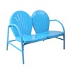 Northlight 47-Inch Outdoor Retro Tulip Steel Loveseat, Sky Blue - 3 of 4