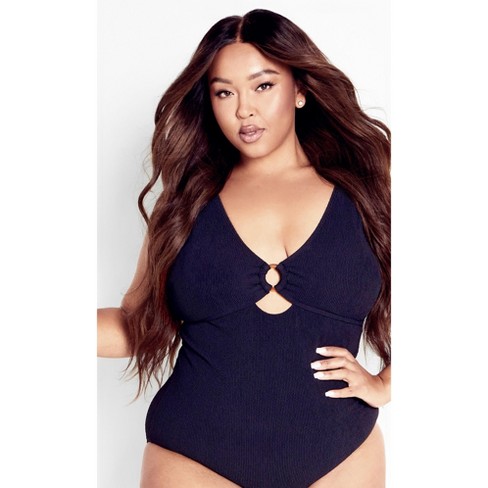 Women's Plus Size Persia Cut Out 1 Piece - black | CITY CHIC - image 1 of 4