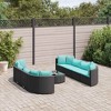 vidaXL Patio Sofa Set with Cushions Lounge Setting Outdoor Furniture Poly Rattan - Black and Blue 8 Piece - 2 of 4