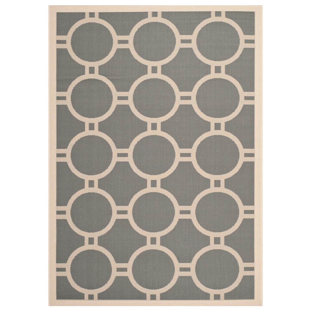 4'X5'7in Courtyard Ariel Outdoor Rug - Anthracite/Beige - Safavieh