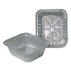 Durable Packaging Aluminum Closeable Containers, 1 lb Oblong, 5.75 x 4.88 x 1.81, Silver, 1,000/Carton - 1 of 1