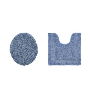 Lux Premium 100% Cotton Tufted Solid Reversible 2 Piece Bath Rug Set – Ultra-Soft, Water-Absorbent, Durable, Machine Washable Bathroom Rug - 1 of 4