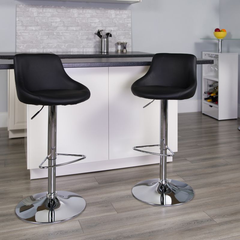 Flash Furniture Contemporary Vinyl Bucket Seat Adjustable Height Barstool with Chrome Base, 2 of 6