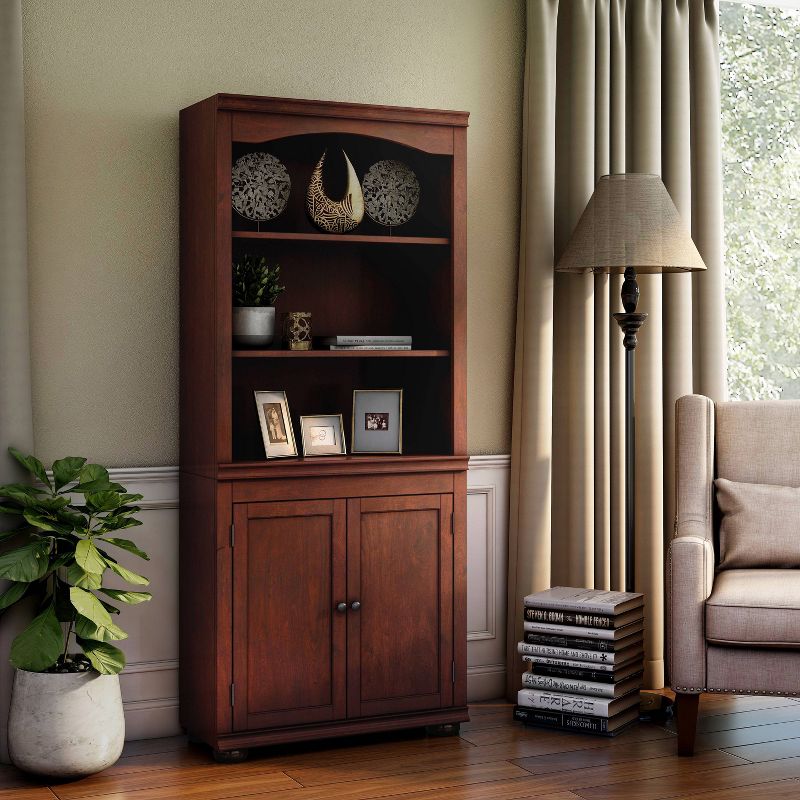 HOMES: Inside + Out Bloomguard Traditional 3 Open Shelf Bookcase with 2 Door Cabinet, 2 of 10
