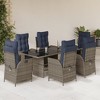 vidaXL Patio Dining Set with Cushions Outdoor Garden Seating Gray Poly Rattan - 2 of 4