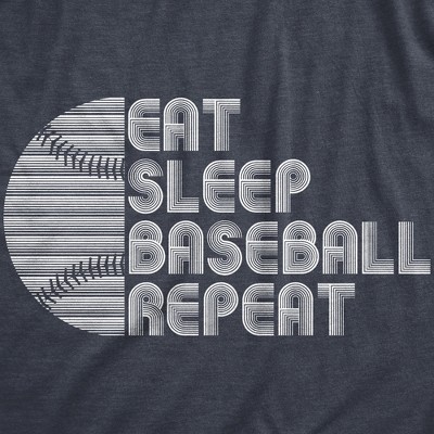 Мужские футболки Crazy Dog T-Shirts, Inc. Mens Funny T Shirts Eat Sleep Baseball Repeat Sarcastic Graphic Novelty Tee for Men - Crazy Dog Men's T Shirt for Baseball Fan Navy L — фото 2