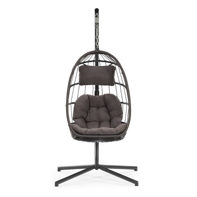 Nestfair 78" Wicker Aluminum Patio Swing Chair with Cushion Dark Gray