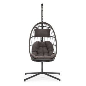 Nestfair 78" Wicker Aluminum Patio Swing Chair with Cushion Dark Gray - 1 of 4