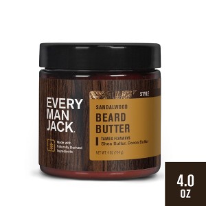 Every Man Jack Men's Moisturizing Beard Butter with Cocoa Butter and Shea Butter - Sandalwood - 4oz - 1 of 4