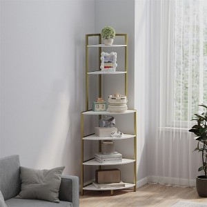 6 Tier Corner Shelf, 59.5" Tall Ladder Corner Storage Shelf, Narrow Corner Bookshelf,Freestanding Display Stand for Living Room Home Office - 1 of 4