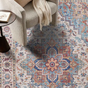 IHOMEADORE Indoor and Outdoor 7ft x 5ft Vintage  Machine Washable Area Rug Pet Friendly - 1 of 4