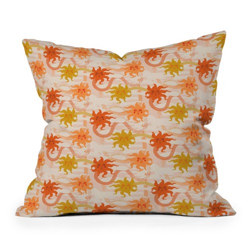 18"x18" Deny Designs Sewzinski Follow the Sunshine Square Outdoor Throw Pillow Orange/Yellow - image 1 of 4