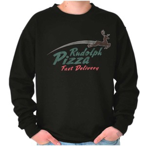 Christmas Rudolph Pizza Delivery Sweatshirt for Men or Women Brisco Brands - 1 of 4