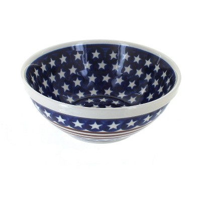 Blue Rose Polish Pottery Stars & Stripes Medium Serving Bowl