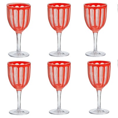 TAG Villa 22 oz Orange Acrylic All Purpose Red White BPA-Free, Dishwasher Safe, Durable Drinkware Set of 6