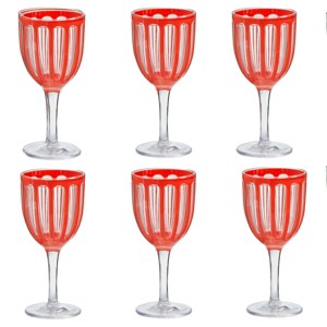 TAG Villa 22 oz Orange Acrylic All Purpose Red White BPA-Free, Dishwasher Safe, Durable Drinkware Set of 6 - 1 of 2