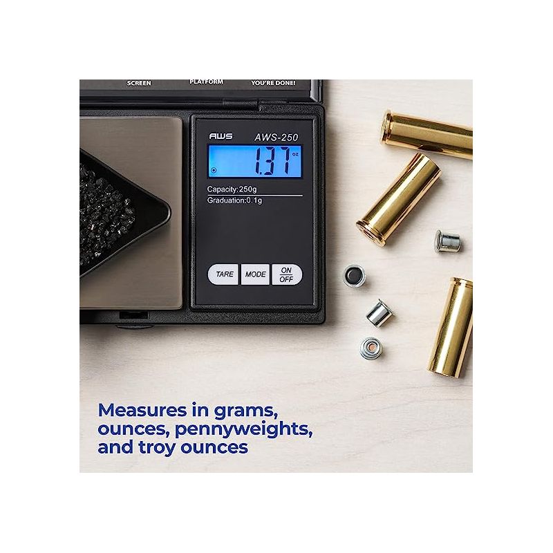 American Weigh Scales AWS Series Digital Portable Lightweight Pocket Weight Scale 250G x 0.1G - Great For Baking, 4 of 8