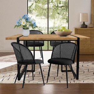5-Piece Dining Table Set with 4 Rattan Back Chairs, Modern Rectangle Kitchen Table and Upholstered Dining Chairs-Maison Boucle - 1 of 4