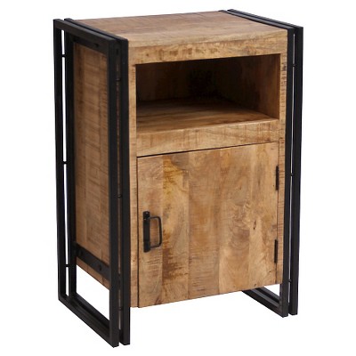 Industrial Reclaimed Wood and Iron 1 Door Accent Table (31.5H x 22W x 16D) Natural - Timbergirl