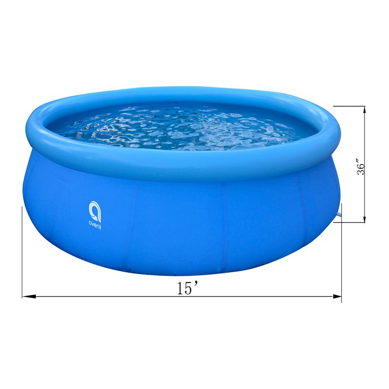 JLeisure Avenli 17811US 15 Foot x 36 Inch 3 to 5 Person Capacity Prompt Set Above Ground Kid Inflatable Outdoor Backyard Swimming Pool, Blue (2 Pack), 3 of 7