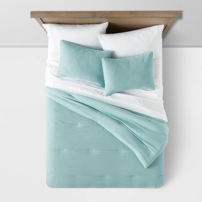 Threshold King Lustrous Velvet Comforter & Sham Set Light Teal Blue - Threshold™: Plush Polyester Bedding, OEKO-TEX Certified — фото 3