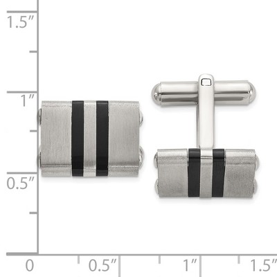Chisel Stainless Steel Brushed and Polished Black IP-plated Striped Cuff Links