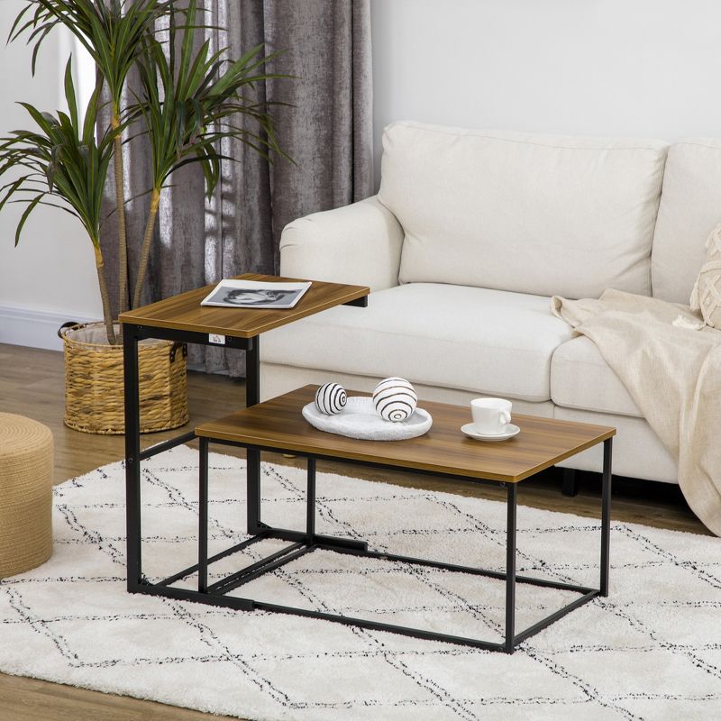 HOMCOM Modern Nesting Coffee Table Set for Living Room Furniture, 2 of 7
