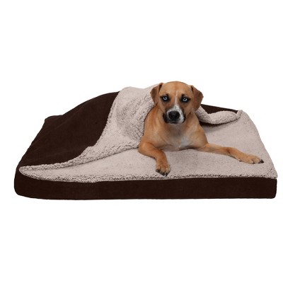 FurHaven Berber & Suede Blanket Top Memory Top Dog Bed