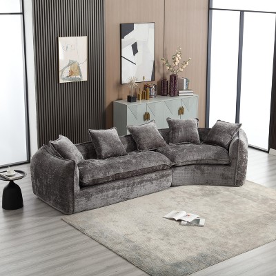 125.98"W Modular Sectional Sofa, Chenille Fabric Large Comfy Cloud Sofa with 5 Back Pillows 4B - ModernLuxe