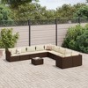 vidaXL Patio Sofa Set Set of 10 Brown PE rattan Adjustable Feet - 2 of 4